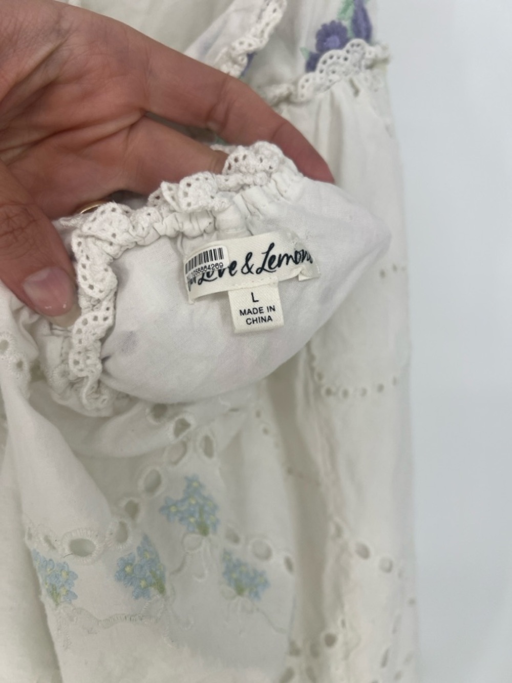 For Love And Lemons Andrea White Eyelet Strappy Mini Dress with Floral Motif L - Picture 6 of 9